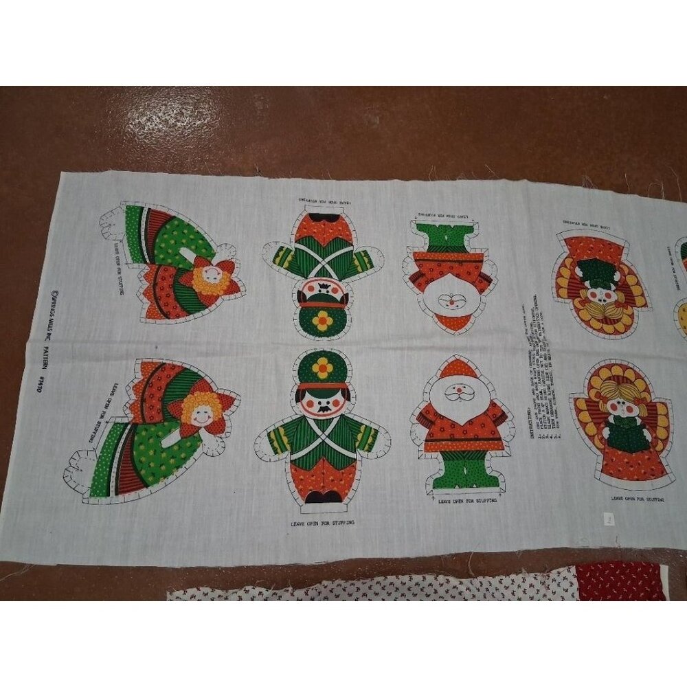 Vintage Springs Mills Christmas Fabric Panels Pattern #7470 For Stuffed Dolls &